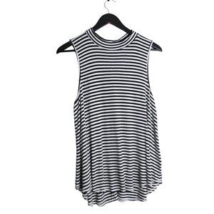 Anthropologie Pure + Good Striped Tank Top Mock Neck Casual Sleeveless Sz Medium